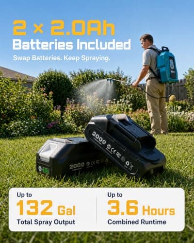 SEESII 5 Gal Leak-Proof Backpack Sprayer Battery Powered with 2 Batteries - Thumbnail 3