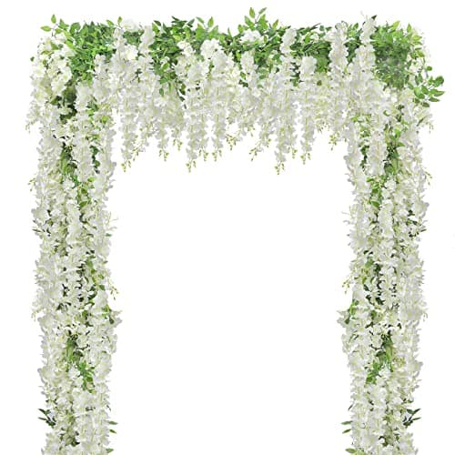 U'Artlines 20Pcs 7.2 Ft/Piece Artificial Wisteria Garland Silk Fake White Wisteria Flowers Hanging Greenery Vines Garlands Rattan for Home Garden Wedding Arch Party Indoor Outdoor Decor - Image 1