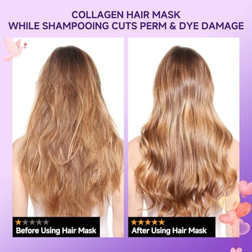 HONLINK Collagen Hair Treatment Deep Repair Conditioning Argan Oil Collagen Hair Mask Essence for Dry Damaged Hair All Hair Types 300ml (1 bottle) - Thumbnail 3