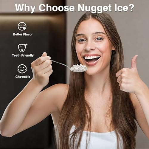 Antarctic Star Nugget Ice Makers Countertop, Portable Ice Machine with Ice Scoop & Basket, 34Lbs/24H, Self-Cleaning, One Click Operation for Camping/RV/Party (Stainless Steel Black) - Thumbnail 2