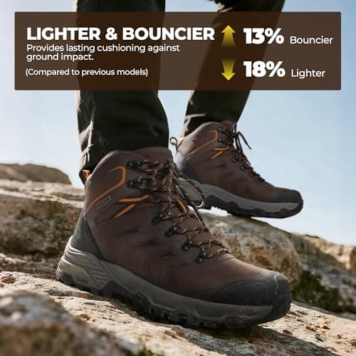 NORTIV 8 Men's Waterproof PRO Hiking Boots Outdoor Lightweight Non-Slip Arch Support Trekking Camping Ankle Boots Armadillo 3.0,Size 13,Brown,NMUMHB2508 - Thumbnail 6
