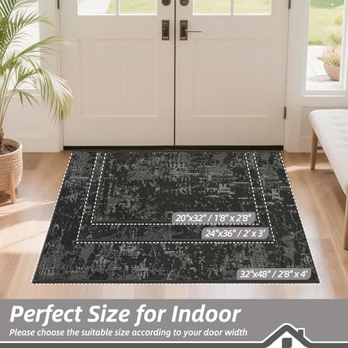 BEQHAUSE Dirt Trapper Door Mat 24" x 36", Non-Slip Doormats Washable Entryway Rugs, Stain Resistant Dog Door Mats Absorbent Welcome Floor Mat for Front Back Door, Mud Wet Shoes & Paws, Dark Grey - Thumbnail 2