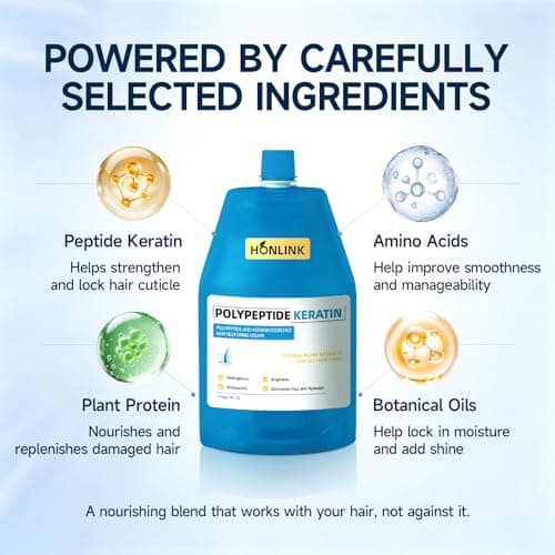 HONLINK Hair Restoring Cream with Keratin & Polypeptides, Repair & Smooth Damaged Hair, Reduce Frizz, Add Shine & Moisture, Daily Hair Care Treatment, Valentine’s Day Hair Care Gift - Thumbnail 4