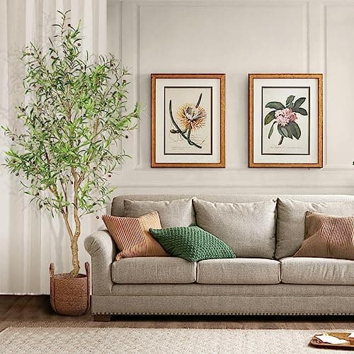 FEELEAD 7ft Faux Olive Tree - Fake Potted Olive Silk Tree with Planter Natural Olive Branches and Realistic Leaves Artificial Tree for Home House Office Decor Indoor - Thumbnail 4