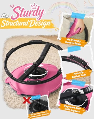 Oranmew Turtle Spinning Chair for Autistic Kids – Sensory Spinning Toy, Spin Chair for Kids Autism, Sensory Swivel Seat for Balance, Coordination, Focus & ADHD Support, Autism Sensory Products (Pink) - Thumbnail 2