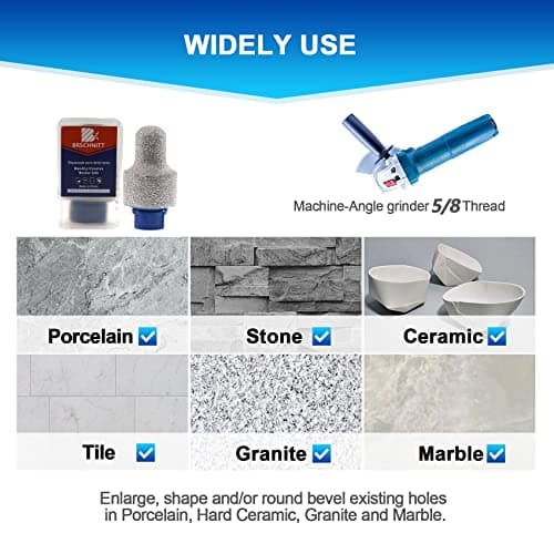 Diamond Finger Milling Bits,BRSCHNITT 20mm-35mm Dry Core Drill Bit with 5/8-11 Thread for Enlarging Shaping Existing Holes of Porcelain Tile Ceramic Marble Granite Countertop - Thumbnail 3