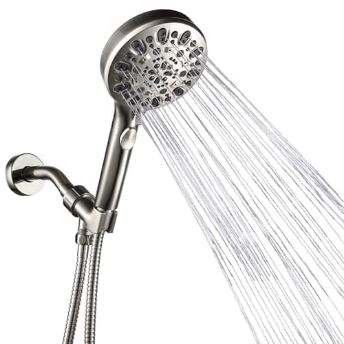Iopsk 7 Spray Shower Head with Handheld, handheld shower head,detachable shower head with 60" Extra Long Hose & Adjustable Bracket,Showerhead with ON/OFF Switch for Pets Bath.(Brushed Nickel) - Image 1