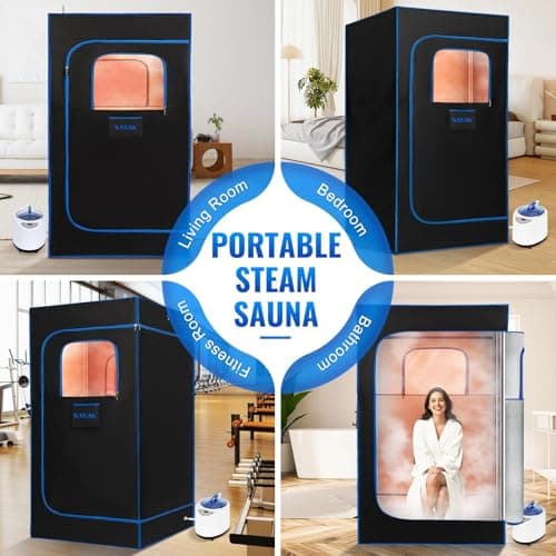 X-Vcak Upgraded Portable Sauna of Relaxation, Steam Sauna for Home with Steamer, Pairs Remote Control, Folding Chair, 9 Levels, 2.6’ x 2.6’ x 5.9’ - Thumbnail 6