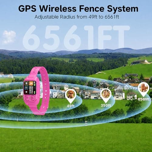 RPZ GPS Dog Fence Wireless System for Dogs, Invisible Fence with Custom Polygon Boundary, GPS Dog Collar Fence System, IP67 Waterproof Electric Fence for Dogs with Tone Vibration Shock - Thumbnail 3
