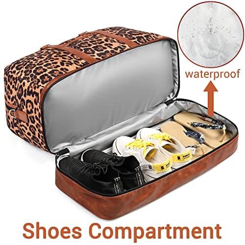 Weekender Bags for Women, Large Overnight Bag Canvas Travel Duffel Bag Carry On Tote with Shoe Compartment 21" 3Pcs Set - Thumbnail 2