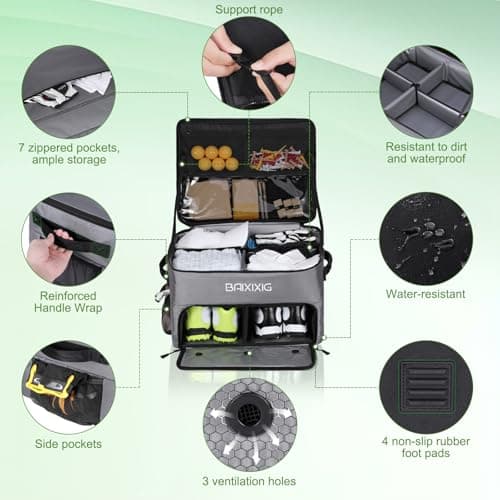 BAIXIXIG Golf Trunk Organizer, 2-Layer Storage with Shoe Pocket, Storage for Golf Accessories, Gifts for Golfers, Gray - Thumbnail 3