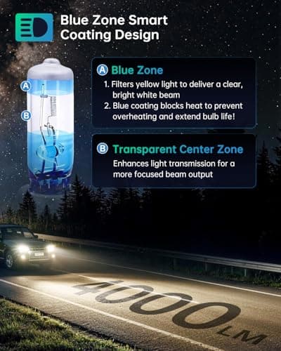 littlelucky H7 Halogen Bulbs, 3800k Warm White Light, 300% Brighter, High Performance 12V/55w Halogen Light for Fog Light, High/Low Beam Replacement Bulb, 1200H Lifespan, Plug&Play 2 Pack - Thumbnail 4