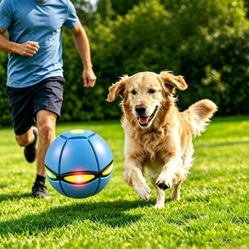 Magic Ball, Led Lights Flying Saucer Bouncy Ball Two Modes to Switch Freely, Magic Bouncing Balls for Parent-Child Indoor Outdoor Toss Catch Games, Pet Meta Balls - Thumbnail 4