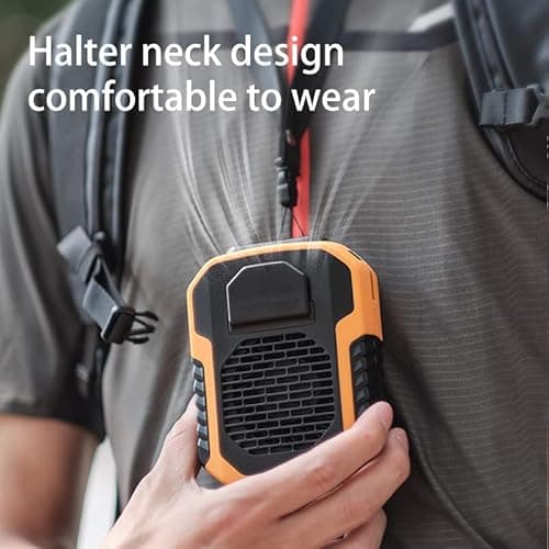 MARZIUS Portable Waist Clip Fan,6000mAh Battery Operated Wearable Belt Fan with Power Bank Function,6200RPM Strong Airflow,Personal Necklace Fan for Outdoor Work,Jobsite,Gardening,Camping (Orange) - Thumbnail 4