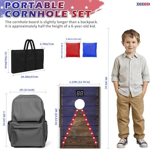 HQGZQL 2x1 ft Cornhole Board Set with Score Counter, Corn Hole Games for Adults with 8 Bean Bags, Portable Cornhole Game with Canvas Bag, Corn Hole Boards Set Regulation Size for Outdoor Lawn Backyard - Thumbnail 3