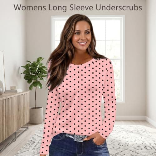 Under Scrubs for Women Long Sleeve Slim Fit Yellow Medium - Thumbnail 3