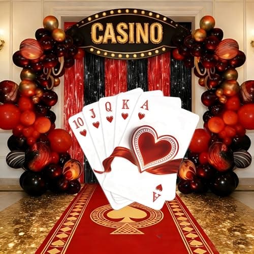 4ft Casino Themed Party Decorations - Giant Royal Flush Poker Cardboard Cutout Backdrops for Casino Poker Night Decorations, Las Vegas Themed Birthday Party Photo Booth Backdrop - Thumbnail 5
