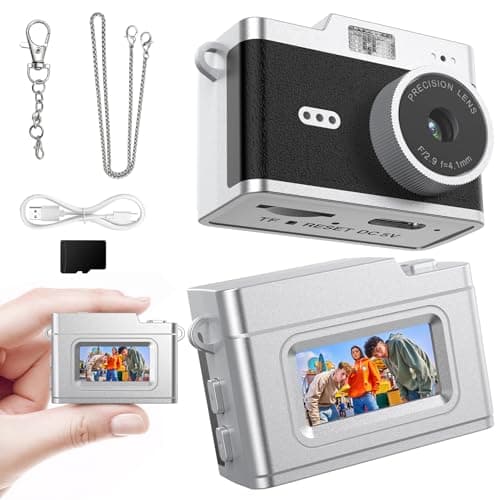 Mini Keychain Camera,Retro 1080P Pocket Camera 32GB Card Ultra-Portable Tiny Video Recorder 6 Filters Small Vintage Bag Charm Travel Study Camping Party Snap Collectible Gift Kids Teens Adult Beginner - Image 1