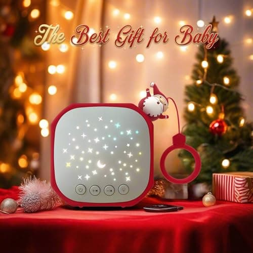 White Noise Sound Machine Baby with Star Projector | Portable Sound Music Soother for Kids & Infants | Perfect Baby Gifts for Christmas Themed Holiday Decor, Car, Travel (Santa Claus) - Thumbnail 6