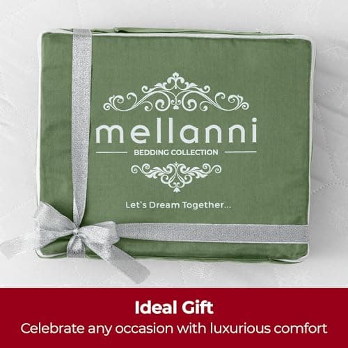 Mellanni 400 Thread Count Cotton Sateen Bedding Set - 4 Piece Bed Sheets Set - Fits Mattresses up to 16" Deep - Cooling Sheet for Hot Sleepers (California King, Green) - Thumbnail 5
