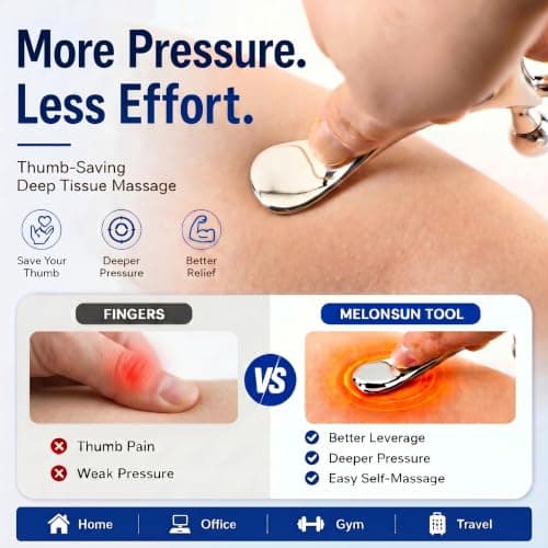 Trigger Point Massage Tool & Gua Sha for Face & Body – All-in-1 Deep Tissue Massage & Muscle Scraper Tool, Thumb Saver Acupressure Tool – Facial Sculpting, TMJ, Chronic Pain & Muscle Tension Relief - Thumbnail 5