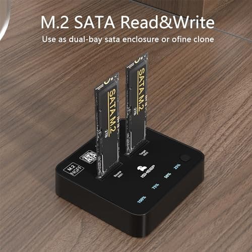 ISHEEP M.2 SATA SSD Docking Station, USB 3.1 (5Gbps) Offline Cloner & Duplicator, One-Button Backup, Tool-Free Plug and Play Vertical Design for Fast Data Transfer and Drive Upgrades - Thumbnail 6