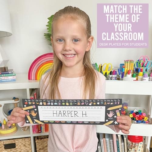 Hadley Designs Desk Name Tags for Classroom –36 Student Name Tags for Desks, Name Plates for Classroom Decor, Teacher Supplies, Chalkboard Nametags, 1st-3rd Grade Kindergarten Preschool Must Haves - Thumbnail 5