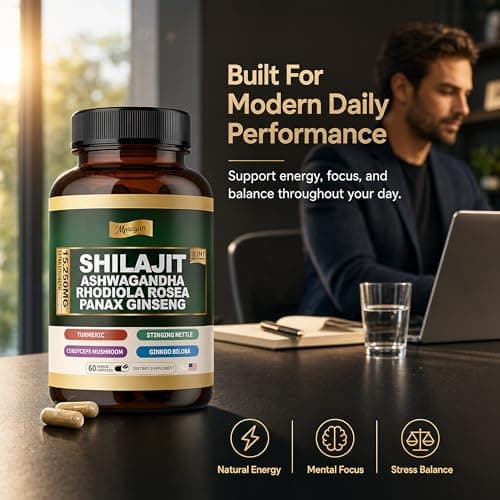 MPRAYAN Shilajit Ashwagandha Capsules – 8 in 1 Adaptogen Complex for Energy, Focus & Stress Support with Rhodiola Rosea, Panax Ginseng, Cordyceps – Natural Herbal Supplement | 60 Vegan Capsules - Thumbnail 6