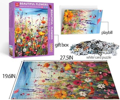 Puzzles for Adults 1000 Pieces, Flowers 1000 Piece Puzzle for Adults, Jigsaw Puzzles 1000 Pieces with Letters On Back Hard Impossible Difficult Challenging Family Puzzle (27.5"X19.6") - Thumbnail 3
