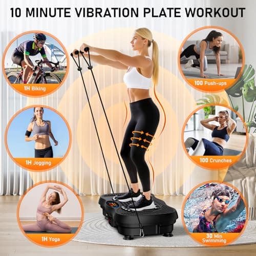 Vibration Plate Exercise Machine, 130 Levels Full Body Workout Vibrating Plate for Lymphatic Drainage Weight Loss, 450 Lbs Capacity Shake Fitness - Thumbnail 6
