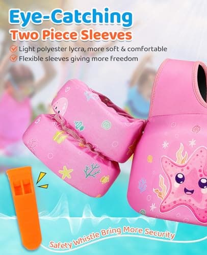 HeySplash Swim Vest for Kids, Toddler Pool Floaties Fit 33-66 Lbs, Children Swimming Vest with Adjustable Strap, Swim Jacket Water Wing Arm Float, Puddle Beach Boat Jumper Boy Girl,Starfish - Thumbnail 6