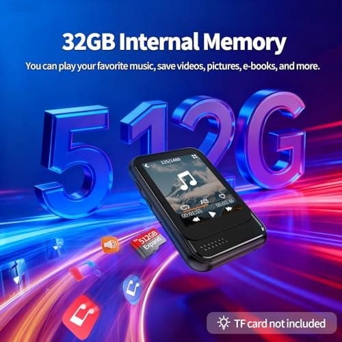 MP3 Player with Bluetooth,Mini MP3 Player with Speaker,Built-in Micro SD Card Slot,Portable Music Player with FM Radio,Video,Voice Recorder,Earphones, for Kids,Sports and Gifts,Max 512GB Expand - Thumbnail 4