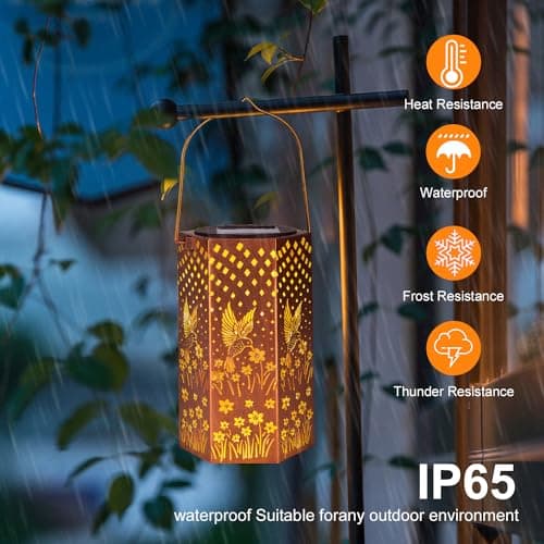 2 Pack Hummingbird Solar Lanterns Outdoor Waterproof - Mothers Day Gifts for Mom Grandma, Birthday Gifts for Women, Solar Lights Outdoor Garden Decor for Outside - Thumbnail 4