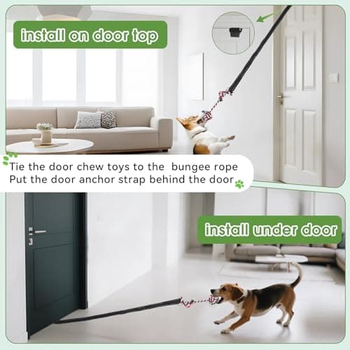 HOPET Bungee Tether Tug Outdoor Dog Toy with Stake,Tug of War Dog Toy for Aggressive Chewers to Keep Them Busy,Outdoor Interactive Dog Rope Toy for Medium/Small Dogs,Can Used On Lawns,Trees and Doors - Thumbnail 5
