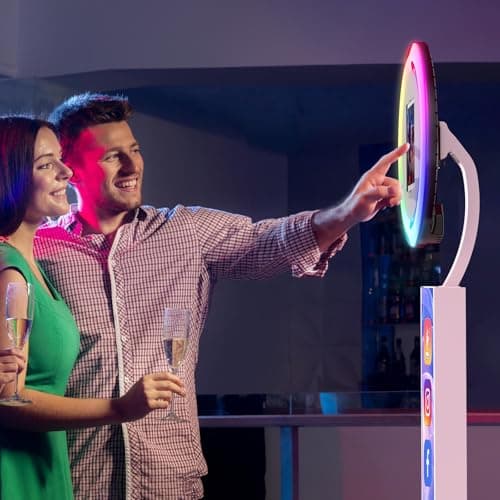 JIYANG Portable Photo Booth Compatible with Any Ipad,Photo Booth Stand Shell with ChackTok PhotoBooth VIP 2 Month Member and Flight Case,Free Custom Logo,Perfect for Parties,Wedding and Events(White) - Thumbnail 6