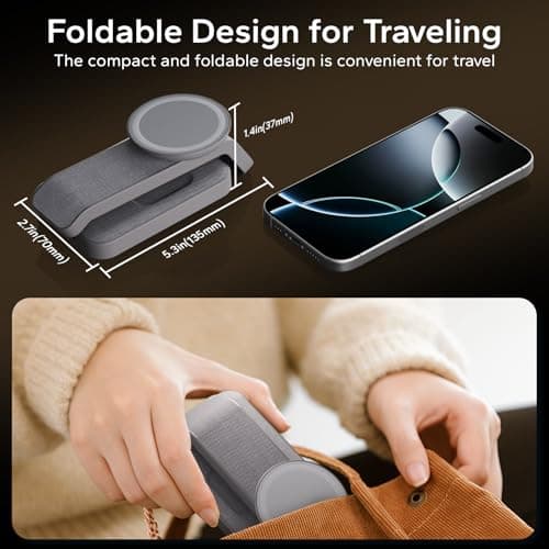 Eazpower 3 in 1 Foldable Wireless Charging Station for MagSafe, Nightstand Magnetic Charger Stand for iPhone 17 16 15 14 Pro Max, Travel Charging Dock with Night Light for Apple Watch/AirPods (Gray) - Thumbnail 3