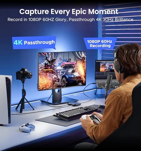 ByteWave USB 3.0 HDMI Capture Card, [Metalshell, 4K Loop Out, No Latency] Full HD 1080P60 HDMI to USB C Audio Video Game Capture Device for Streaming, Cam Link Compatible with Switch2/PS5/Xbox/PC/OBS - Thumbnail 2