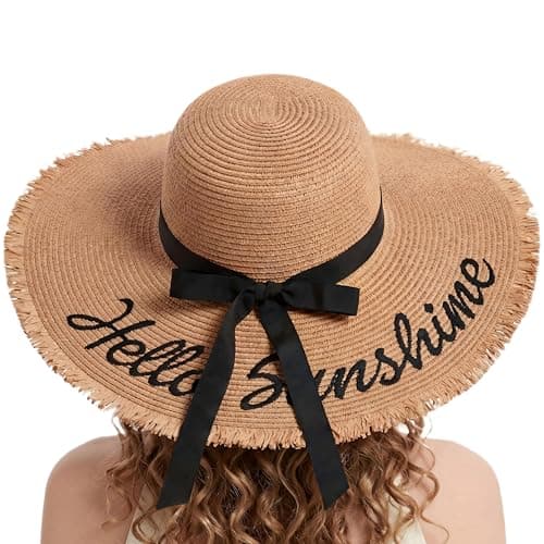 Women's Wide Brim Sun Hat, Khaki - Image 1