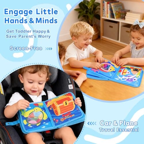 Ocean Busy Book for Toddlers 1-3 Montessori Toys Busy Board for 1 Year Old Boy Gifts Girl Toys Educational Learning Quiet Activity Books Toddler Easter Basket Stuffers Travel Toys Sea Animals - Thumbnail 3