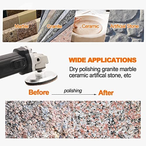 BRSCHNITT Dry Diamond Polishing Pad Set,7pcs 4 inch #100 for Stone Marble Quartz Granite Sanding Disc Countertop Polish Polisher Pads Kit Tools Used on Grinder or Polisher - Thumbnail 2