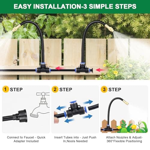Starrey Drip Irrigation System, 2026-Upgrade 200Ft 1/4" Garden Watering System with 40 Pcs 360° Adjustable Copper Nozzles, DIY Kit for Garden, Lawn, Greenhouse, Raised Beds & Outdoor Plants - Thumbnail 4