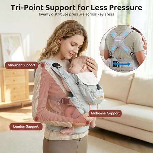 CoziBB Baby Carrier, 3-in-1 Cozy Baby Wraps Carrier with Air Cushion Waist Belt, Adjustable & Ergonomic Baby Carrier Newborn to Toddler for 7.7-33lbs, Toddler Carrier with Lock Belt, Storage Pocket - Thumbnail 5