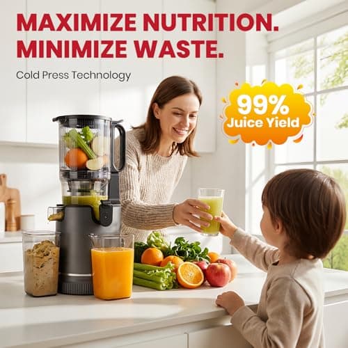 LAUDLIFE Cold Press Juicer Machine, 5.9" Wide Feed Chute Juice Extractor, 80 oz Large Hopper, Easy to Clean & High Juice Yield, BPA Free, Slow Masticating Juicer for Whole Fruits & Vegetables - Thumbnail 3