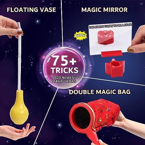 Skirfy Magic Kit-75+ Magic Tricks for Kids Age 6-8,Perfect Magic Toys for Kids,Featuring with Floating Vase,Double Magic Bag,Magic Mirror-Great Birthday Gifts for Boys Girls - Thumbnail 4