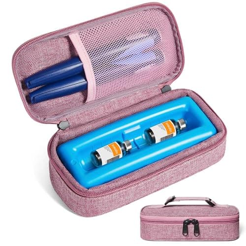 WOODAKE Insulin Vial Cooler Travel Case TSA Approved 300g Reusable Ice Brick Insulin Pen Case Holds 2 Pens and 2 Vials Long Lasting Medicine Cooler for Travel Camping and Outdoor Activities (Red) - Image 1