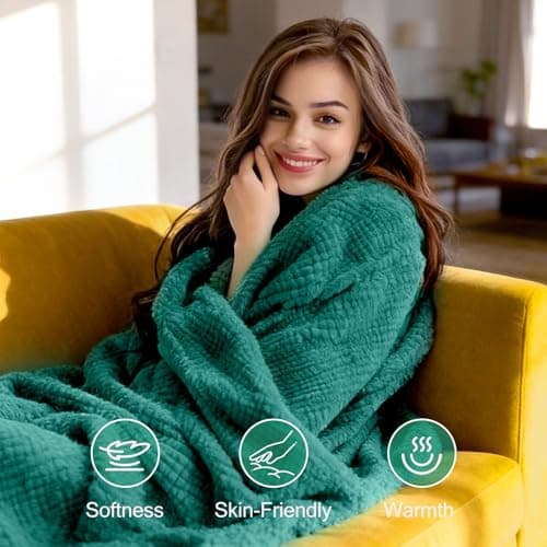 Birthday Gifts for Women, Thank You Gifts, Get Well Soon Relaxing Spa Gift Basket with Flannel Blanket for Mom, Grandma, Sister, Wife, Girlfriend, Teacher Appreciation Graduation Gift (green) - Thumbnail 3