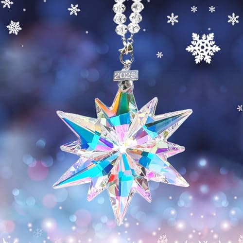 2025 Annual Christmas Ornaments Crystal Snowflake Star, Sparkly Crystal Ornaments for Christmas Tree, Beautiful Christmas Ornaments for Women Girls - Thumbnail 4