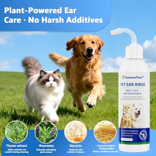 VUNCAREPLUS Cat & Dog Ear Cleaner Solution, Soft Nozzle Ear Treatment for Dogs & Cats, Gently Removes Ear Wax & Debris, Soothes Ear Itching & Inflammation, Deodorizing Pet Ear Wash with Thyme 4 fl oz - Thumbnail 2
