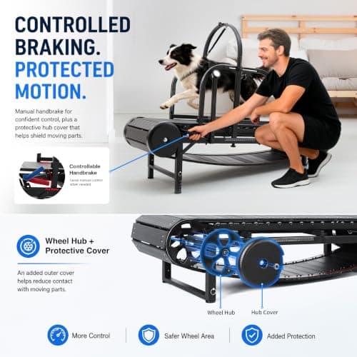 Dog Treadmill for Large/Medium Dogs, Adjustable Ramp Canine Running Slatmill Machine with Pedometer for Exercise & Healthy & Fit Pet Life, Used Indoor Home Up to 300LBS - Thumbnail 4