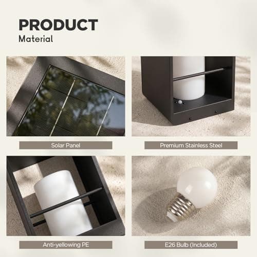 Linkmoon Solar Lanterns Outdoor Waterproof, Patio Lights with 3000K LED, Outdoor Lights Solar Powered with Remote Control, Floor Lamp for Garden, Yard, Deck, Backyard, Porch and Landscape Lighting - Thumbnail 2